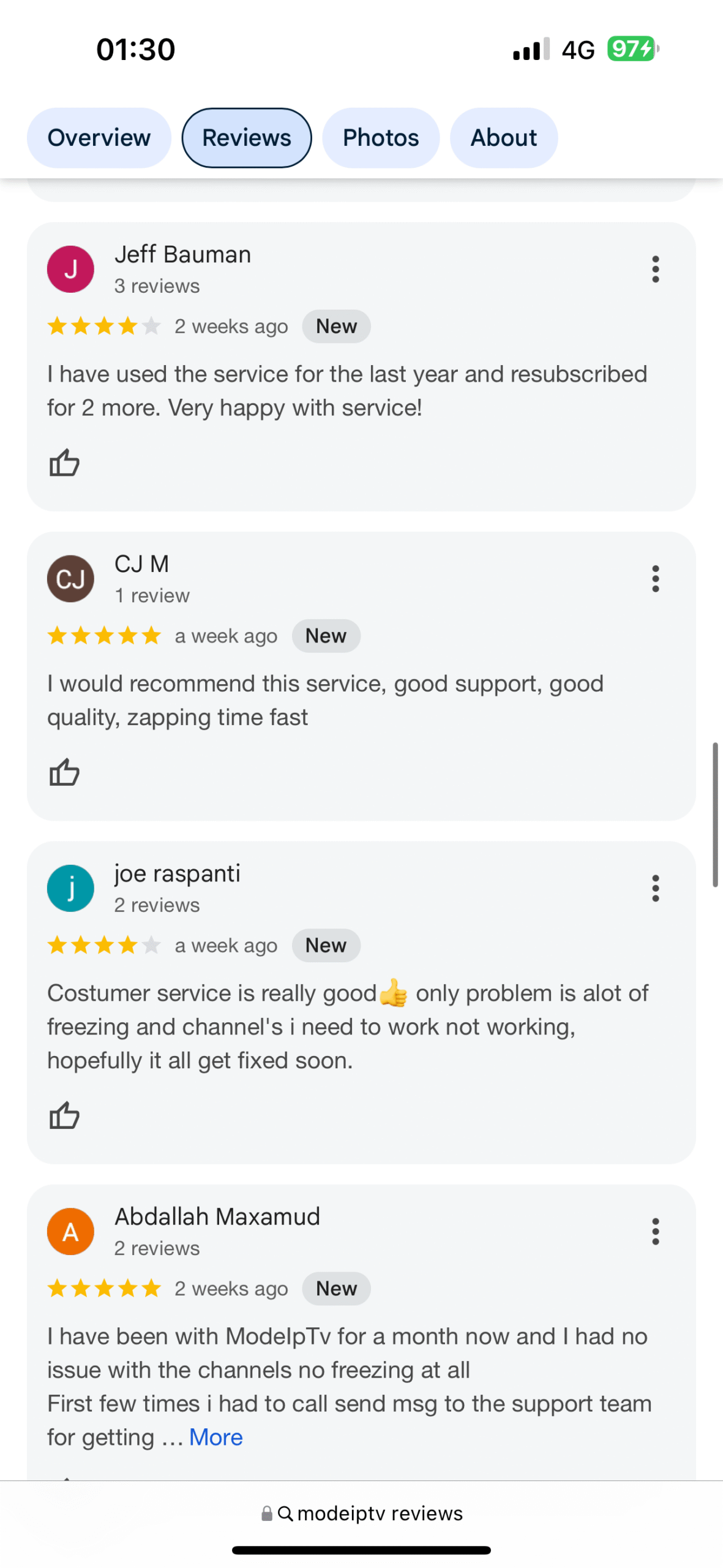PTV United Kingdom user giving a 5-star review