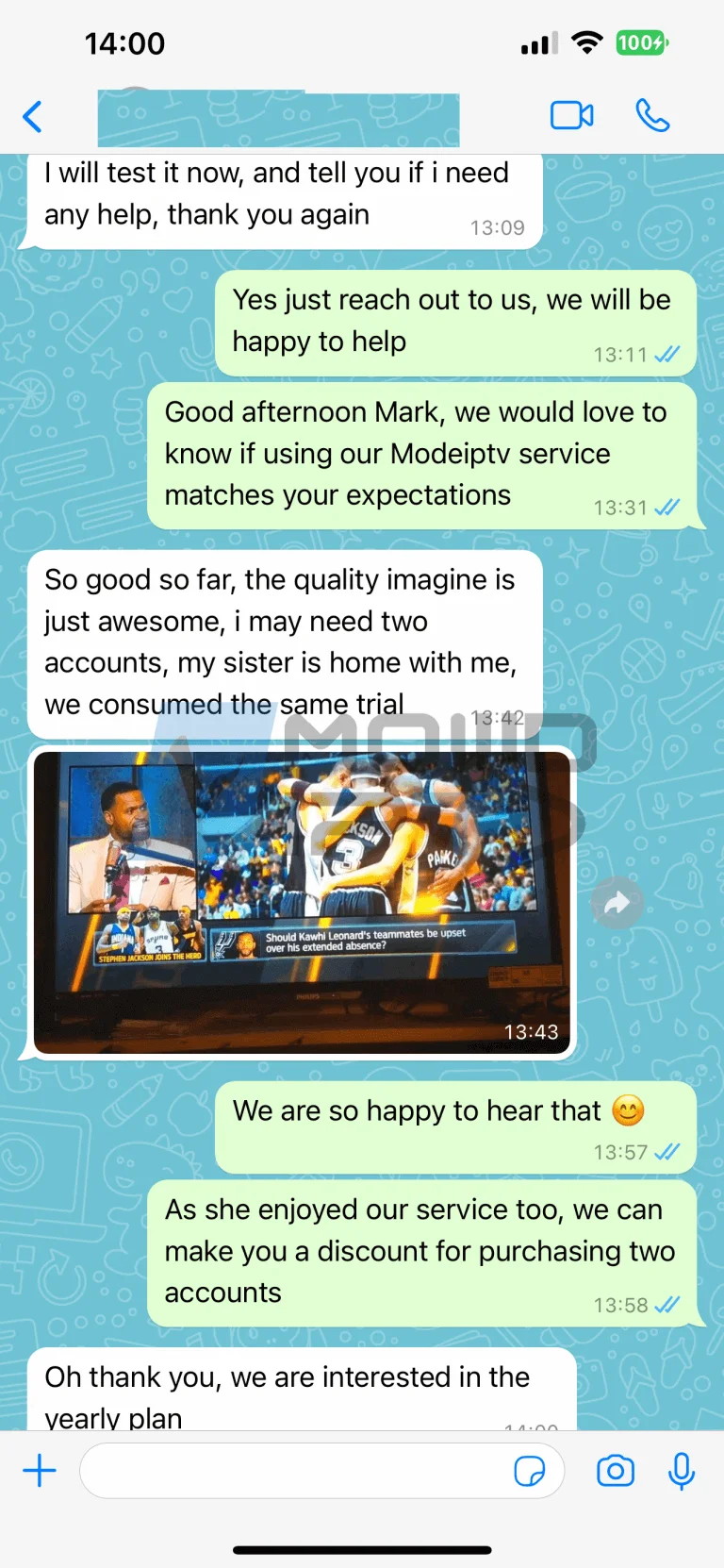 Happy IPTV United Kingdom customer sharing positive review and feedback